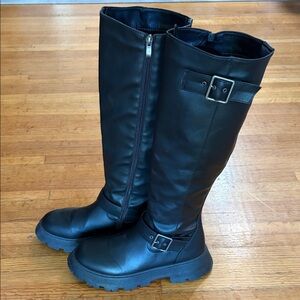 Wild Diva Black Over the Knee Boots with Buckle Detail *excellent condition*